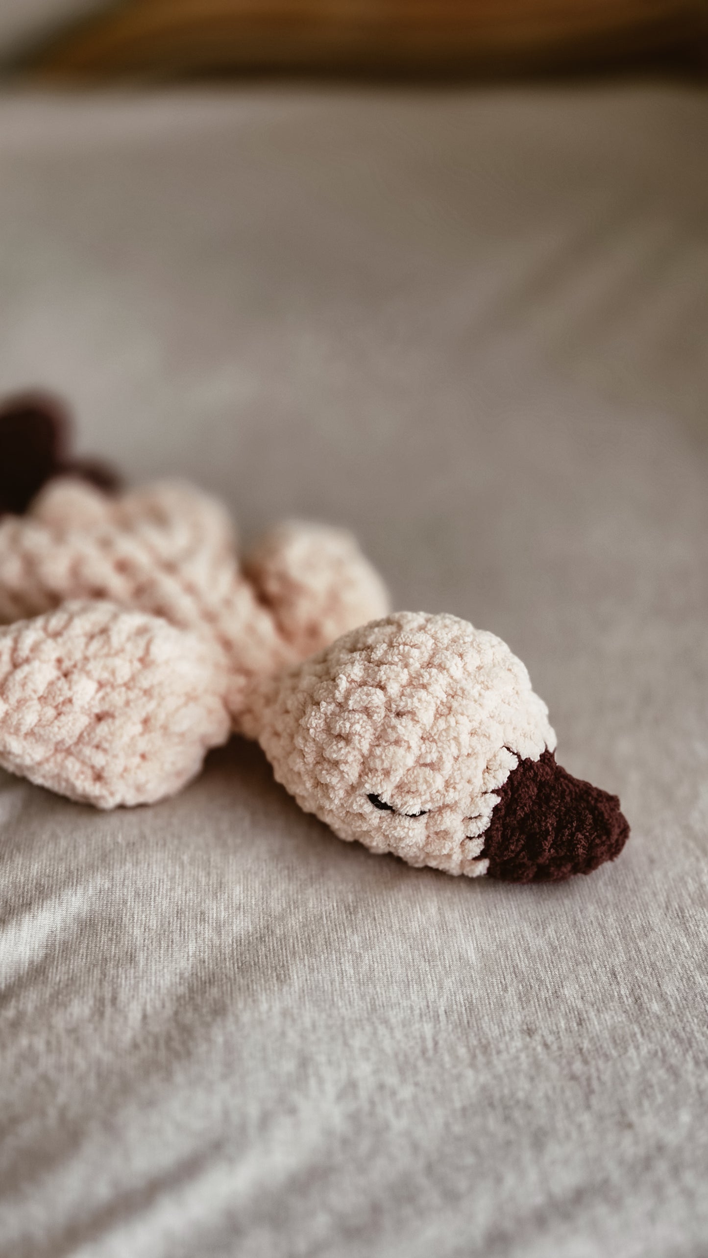 Handmade Crochet Goose Knotted Lovey – Small - Blush and Chocolate