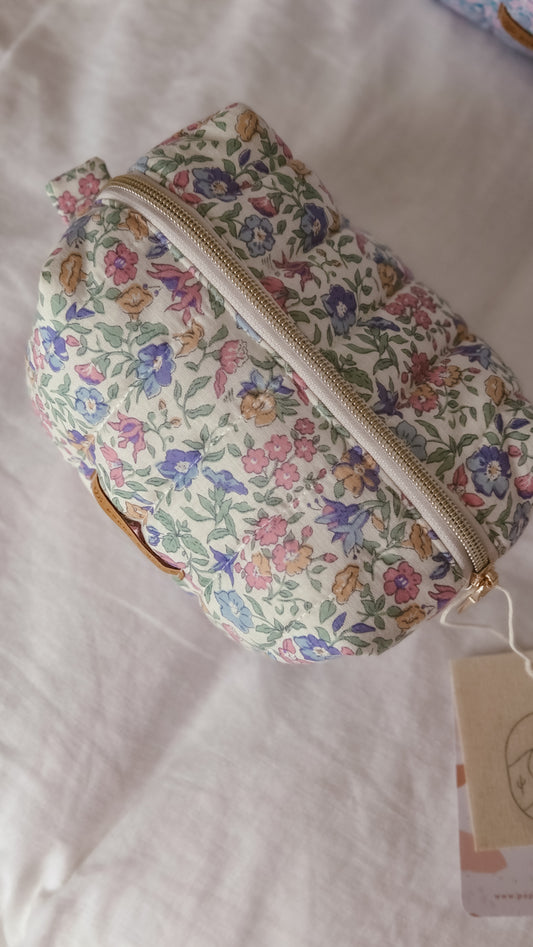 Floral Boxy Zipper Bag – Mini Nappy Bag, Makeup & Travel Pouch with Inner Pocket