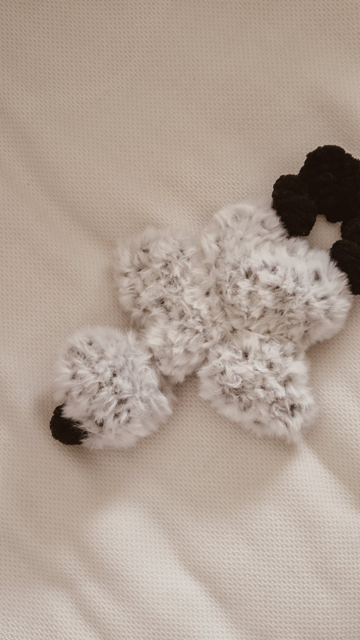 Grey Handmade Crochet fluffy Ugly Duckling Knotted Lovey