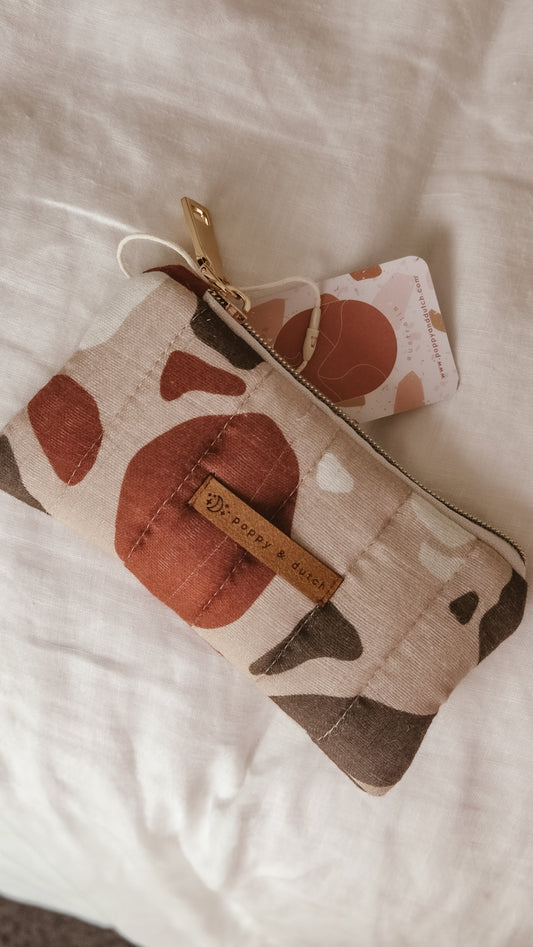 Brown camo Quilted Zipper Pouch | Coin & Treasure Purse