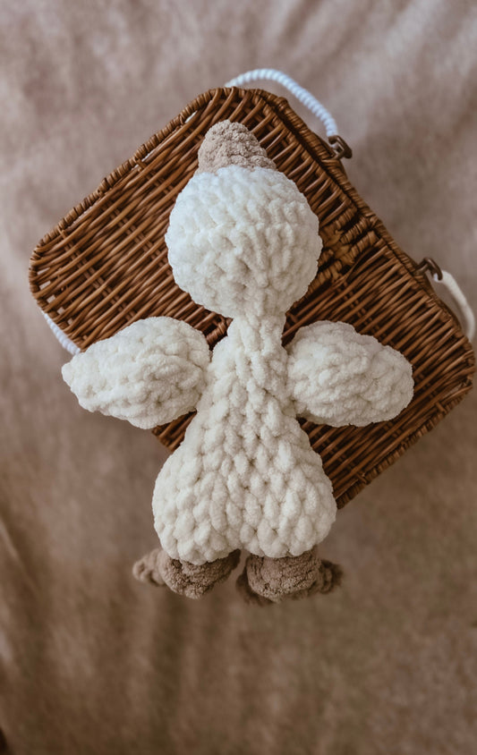 Handmade Crochet Goose Knotted Lovey – Small - Cream and Beige