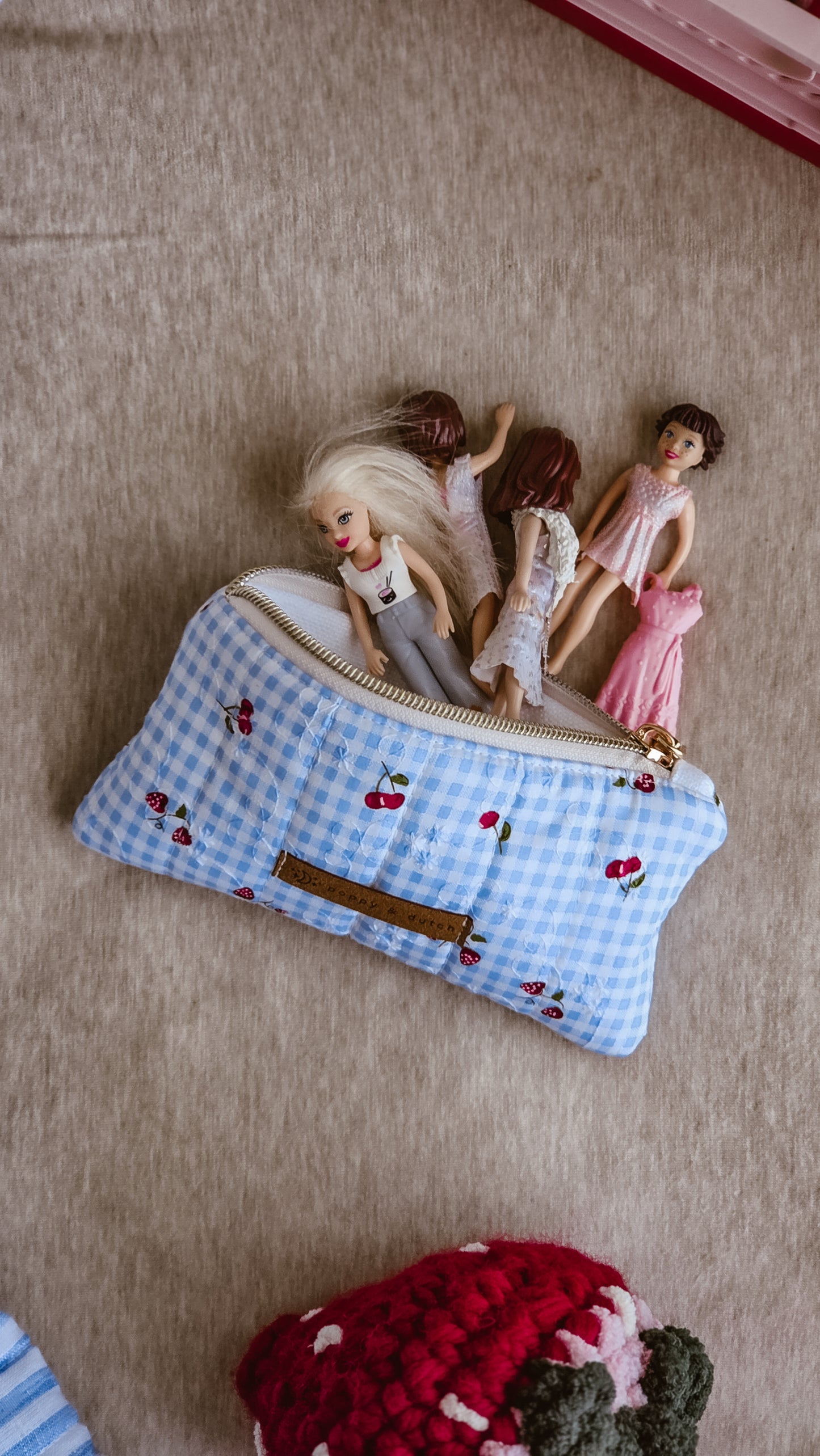Strawberry Milk Quilted Zipper Pouch | Coin & Treasure Purse