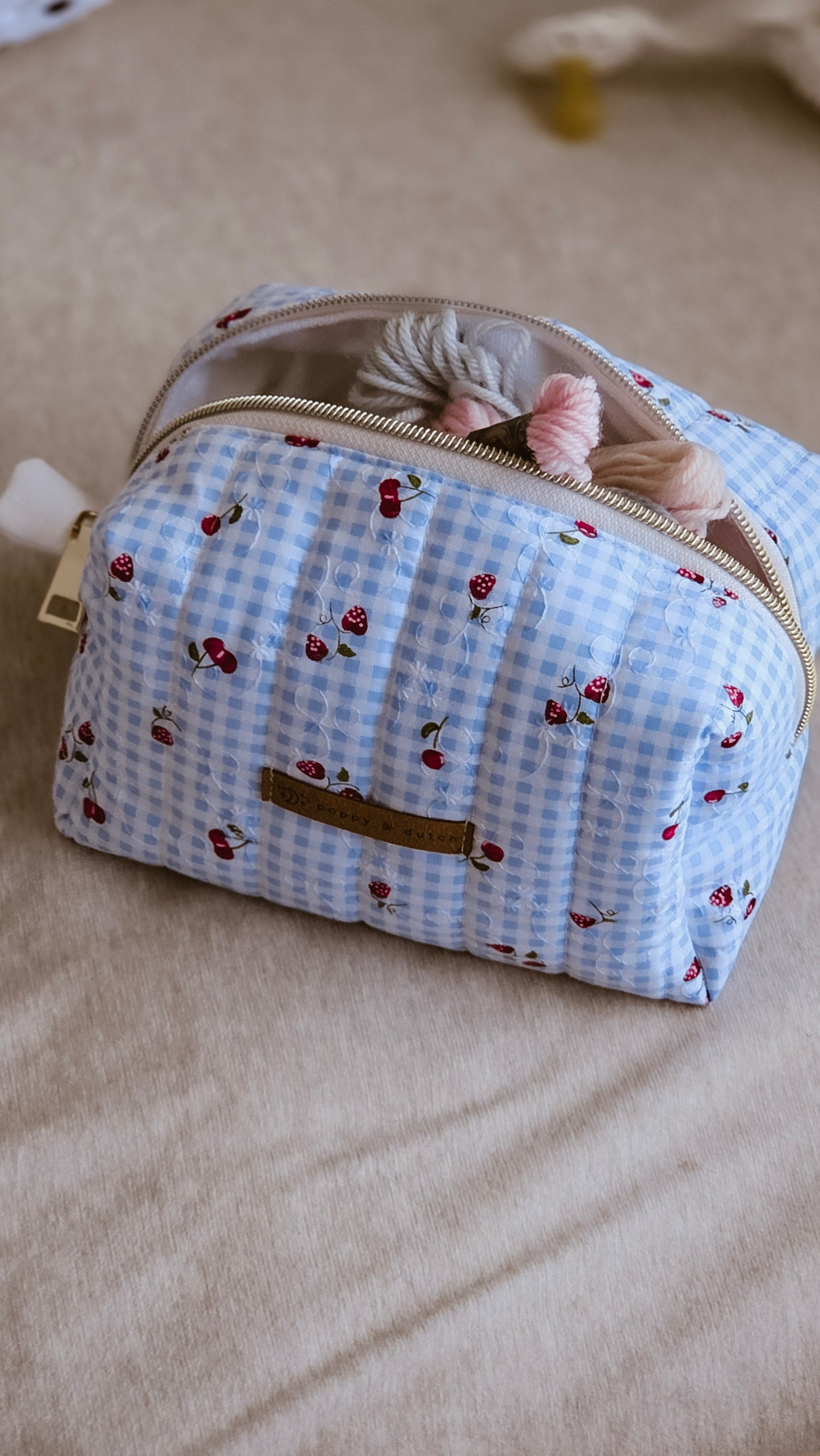Strawberry Milk Boxy Zipper Bag – Mini Nappy Bag, Makeup & Travel Pouch with Inner Pocket