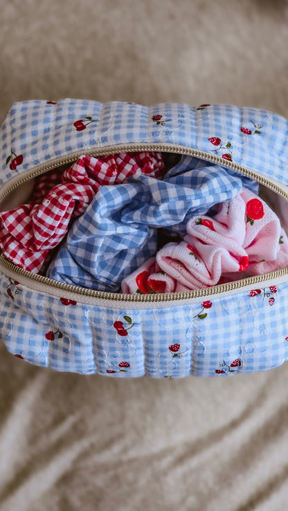 Strawberry Milk Boxy Zipper Bag – Mini Nappy Bag, Makeup & Travel Pouch with Inner Pocket