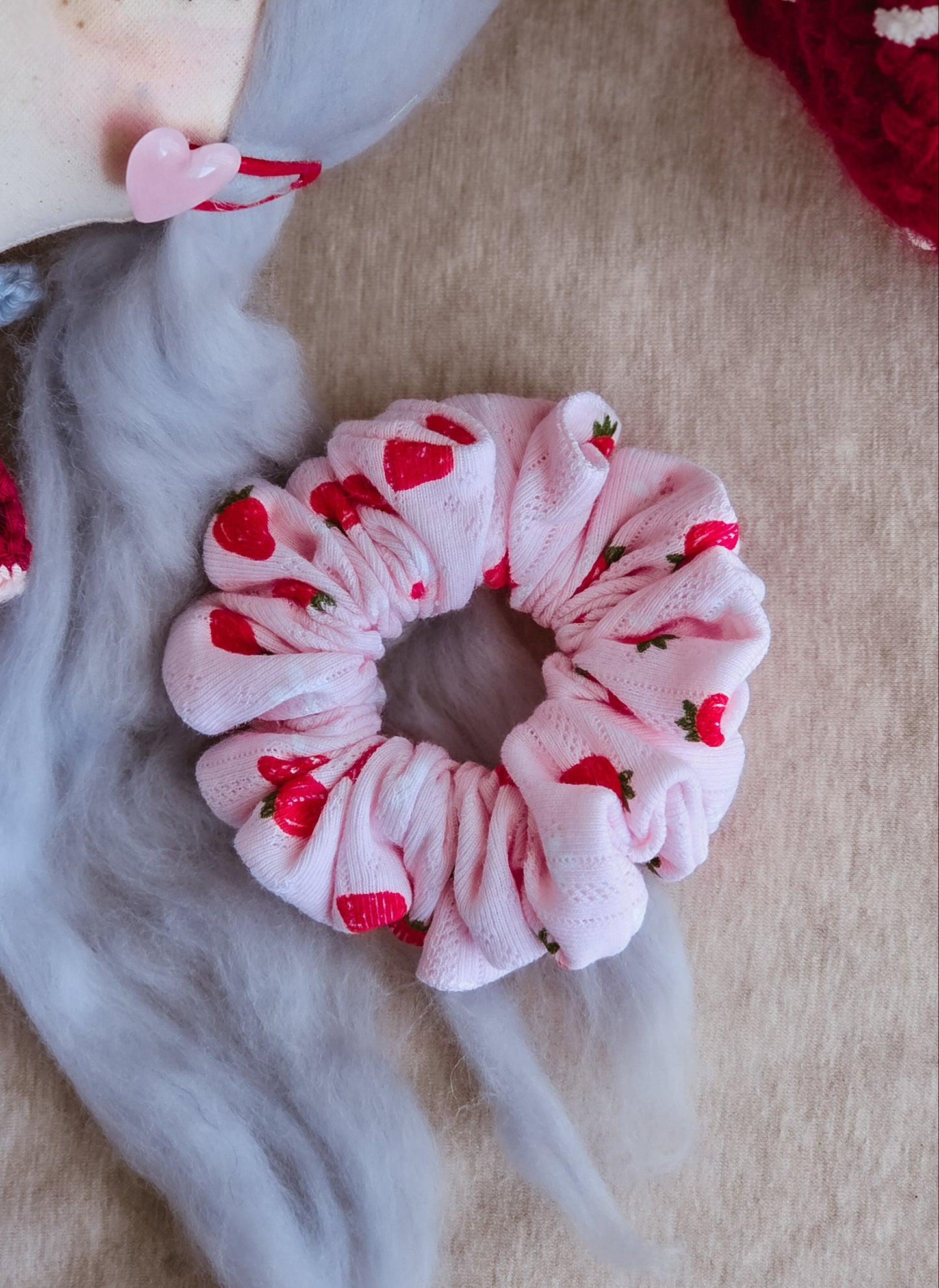 Medium Handmade Scrunchie – Forest Harvest Collection - Pink berry