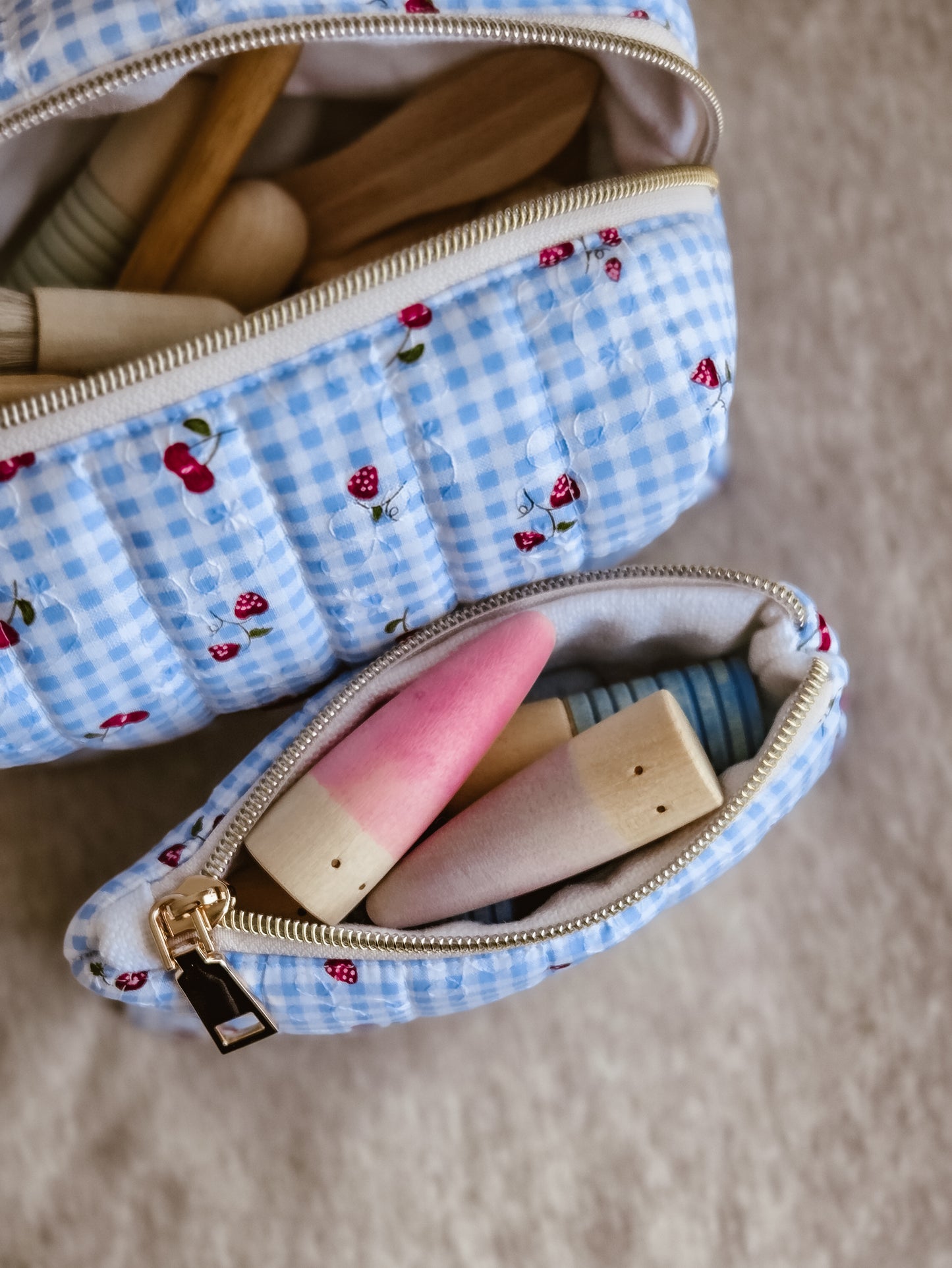 Strawberry Milk Quilted Zipper Pouch | Coin & Treasure Purse
