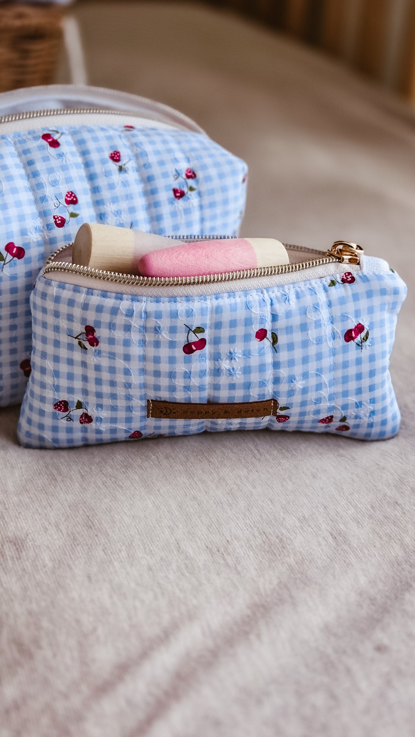 Strawberry Milk Quilted Zipper Pouch | Coin & Treasure Purse