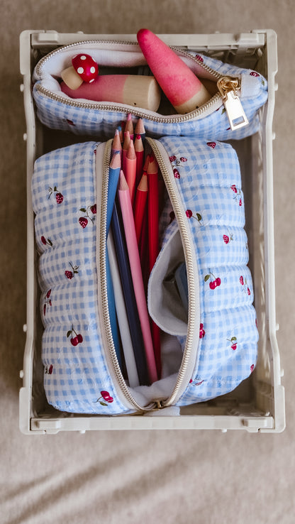 Strawberry Milk Quilted Zipper Pouch | Coin & Treasure Purse