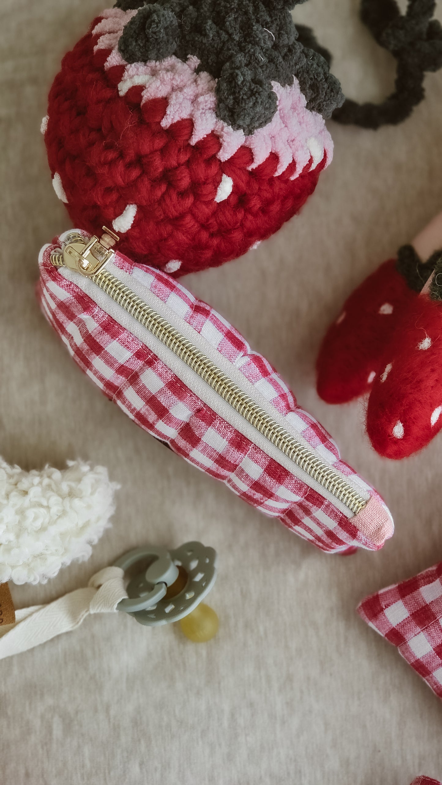 Strawberry Jam Quilted Zipper Pouch | Coin & Treasure Purse