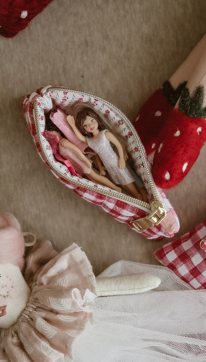 Strawberry Jam Quilted Zipper Pouch | Coin & Treasure Purse