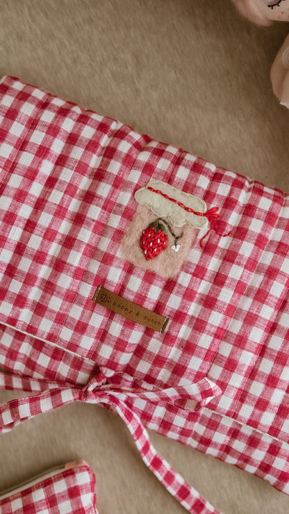 Strawberry Jam Quilted Book Sleeve