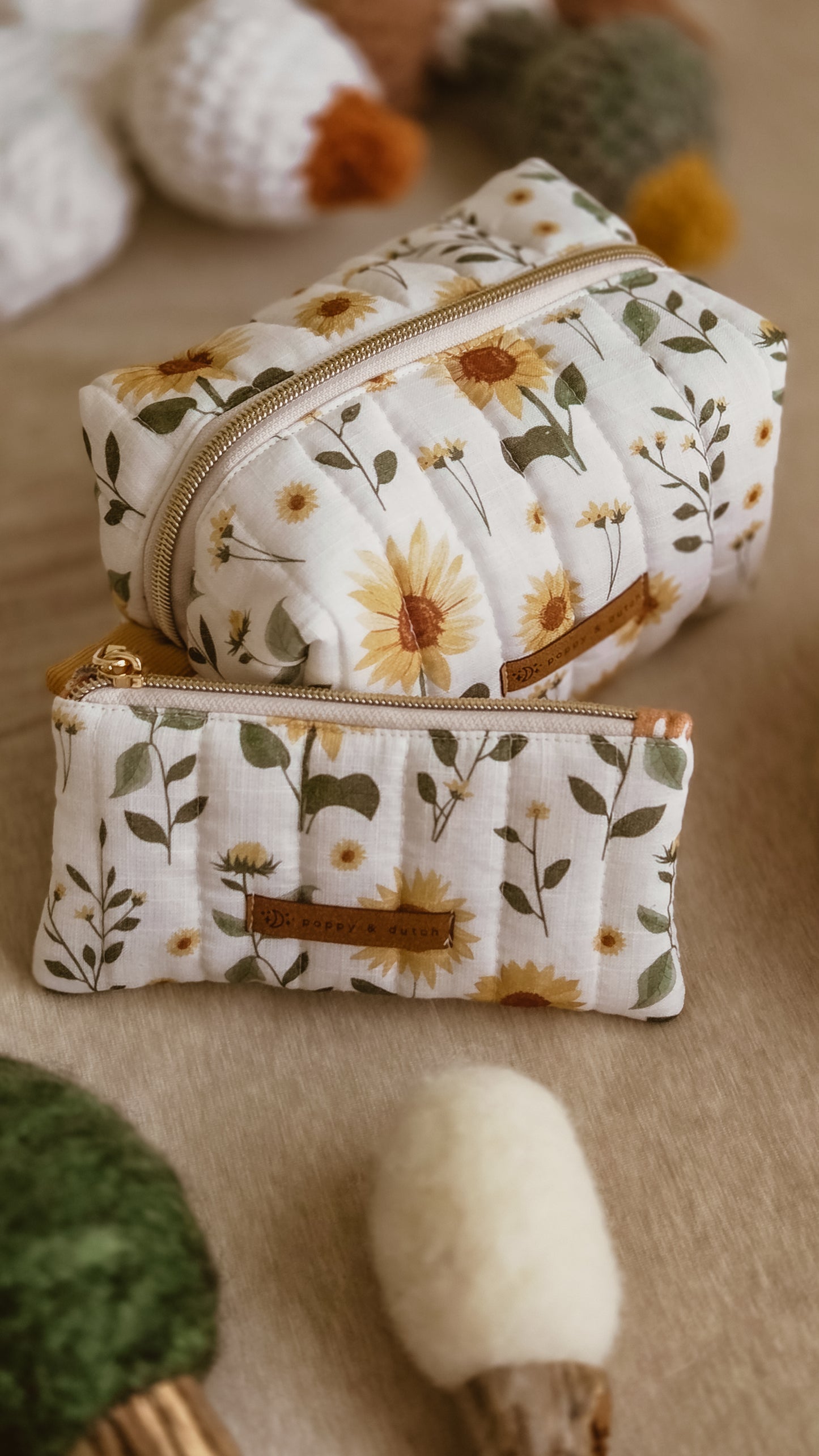 Sunflower Quilted Zipper Pouch | Coin & Treasure Purse