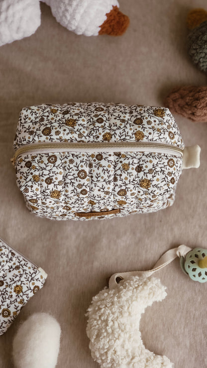 Vine floral Boxy Zipper Bag – Mini Nappy Bag, Makeup & Travel Pouch with Inner Pocket