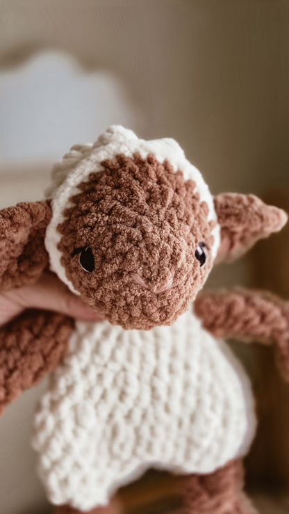 Handmade Crochet Lola Lamb Knotted Lovey – Medium - Cream and brown