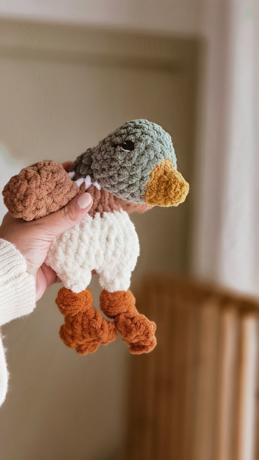 Handmade Crochet Mallard Duck Knotted Lovey – Small