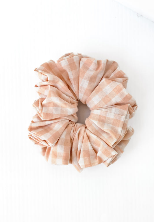 XLarge Handmade Scrunchie – Strawberry Jam Collection - Blush Check