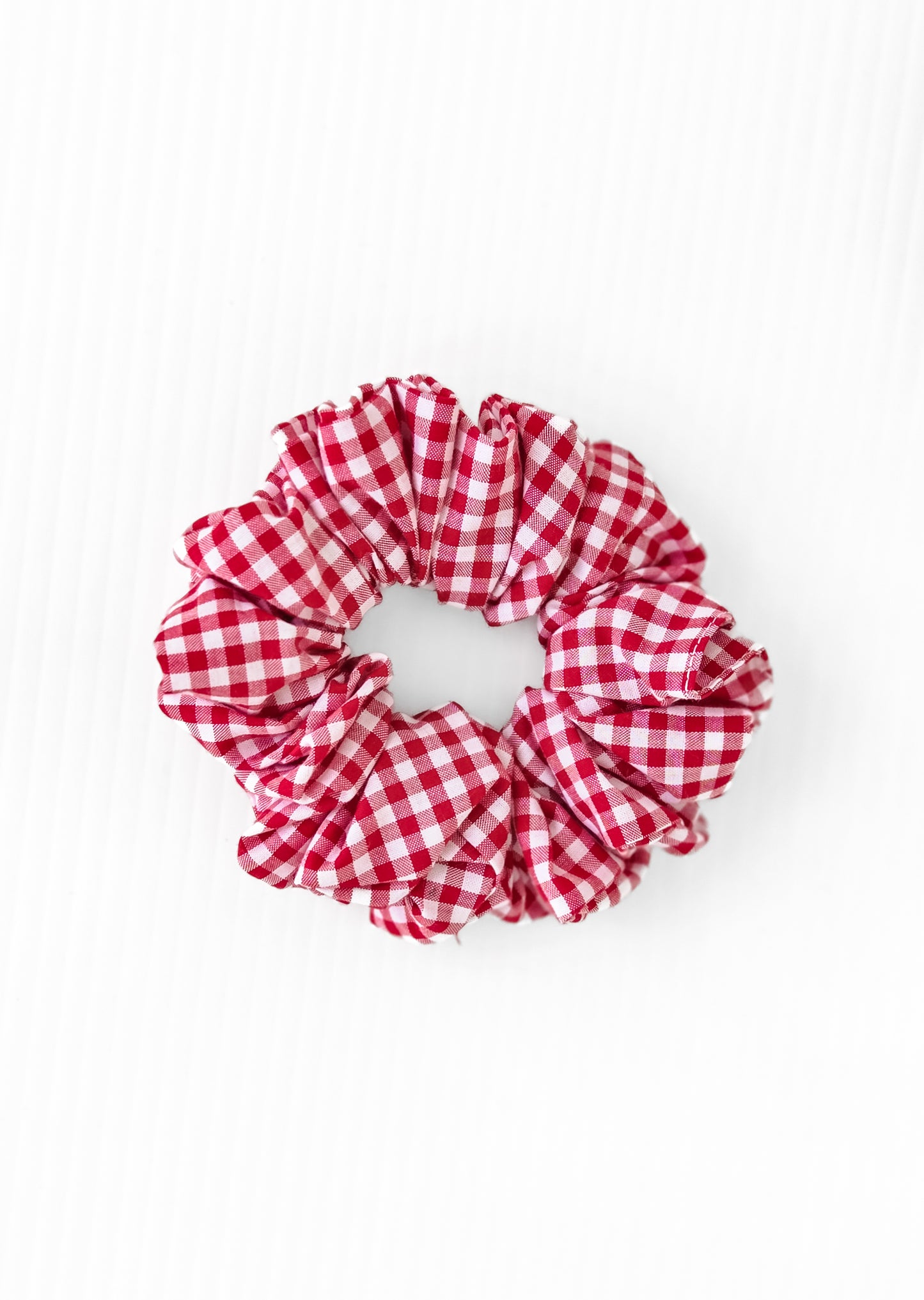 Medium Handmade Scrunchie – Strawberry Jam Collection - Red gingham
