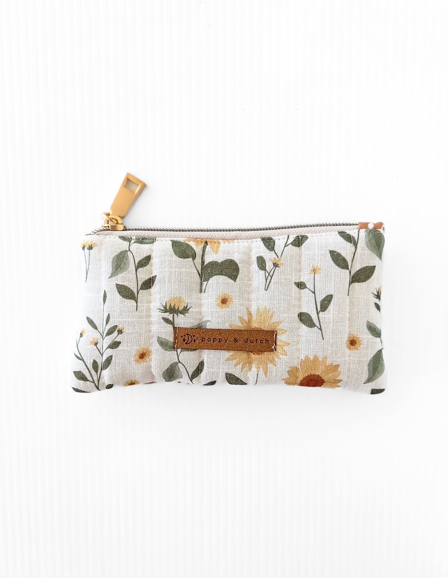 Sunflower Quilted Zipper Pouch | Coin & Treasure Purse
