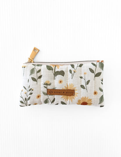 Sunflower Quilted Zipper Pouch | Coin & Treasure Purse