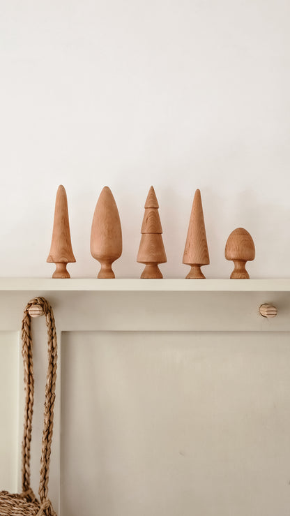 Hand Turned Wooden Tree Set | Natural European Beech Waldorf Forest Toys