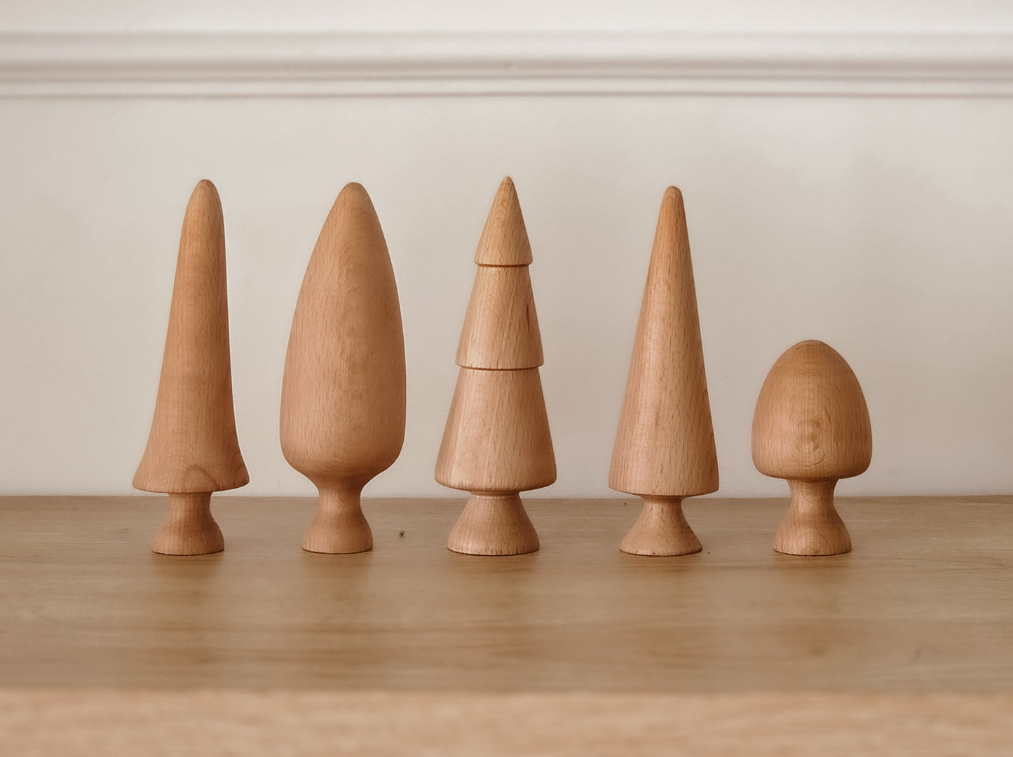 Hand Turned Wooden Tree Set | Natural European Beech Waldorf Forest Toys