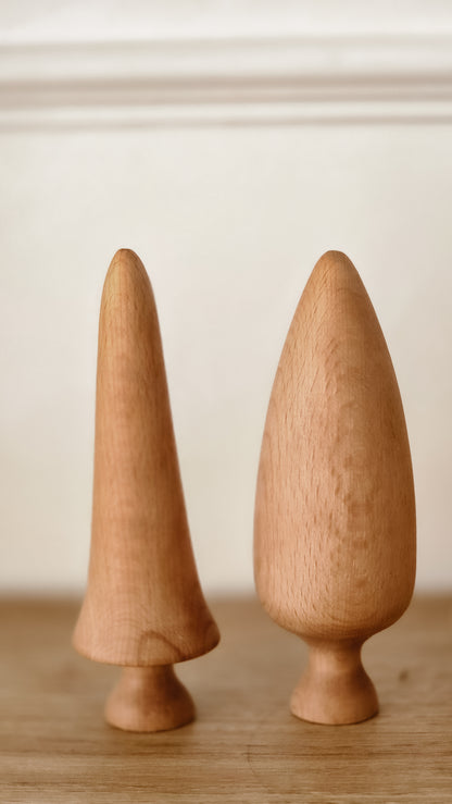 Hand Turned Wooden Tree Set | Natural European Beech Waldorf Forest Toys