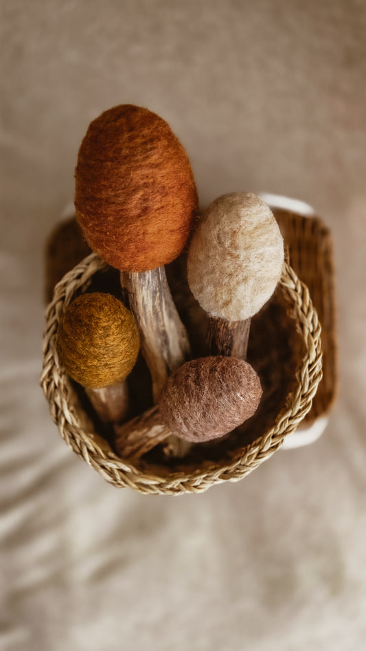 Autumn Felted Wool Tree Set | Handmade Natural Wood & Wool Forest