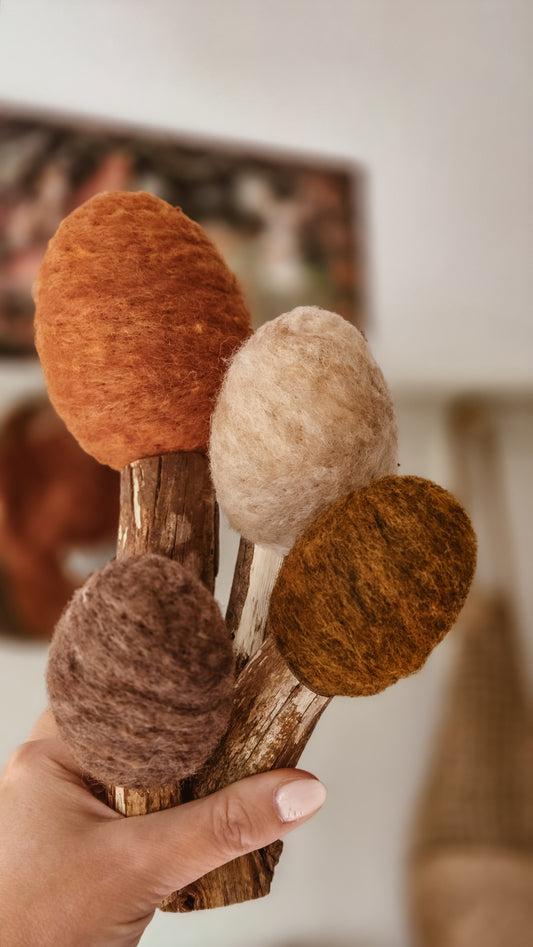 Autumn Felted Wool Tree Set | Handmade Natural Wood & Wool Forest