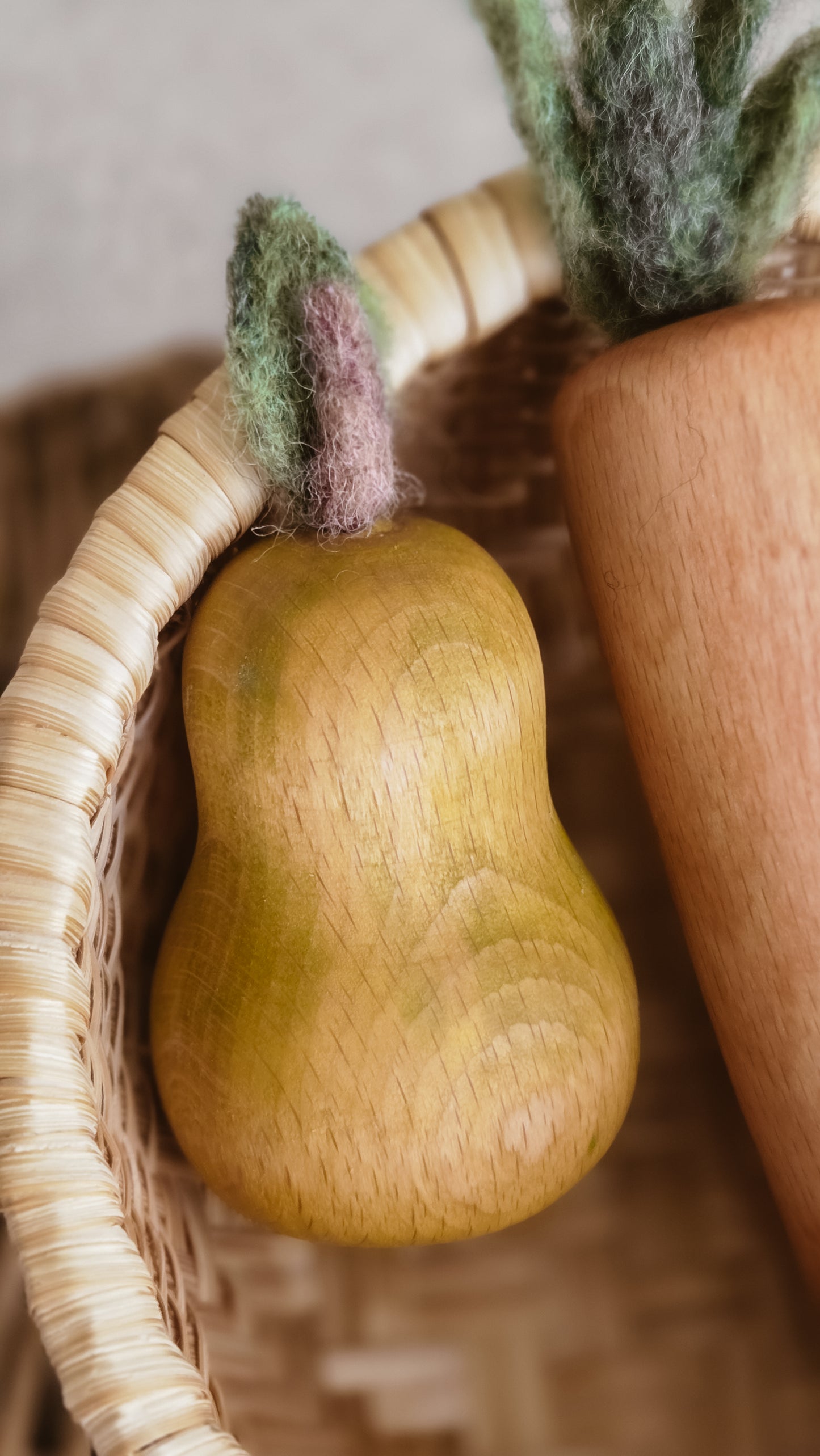 Wooden Play Food Set | Handcrafted Beech Wood Fruit & Veg with Felt Details