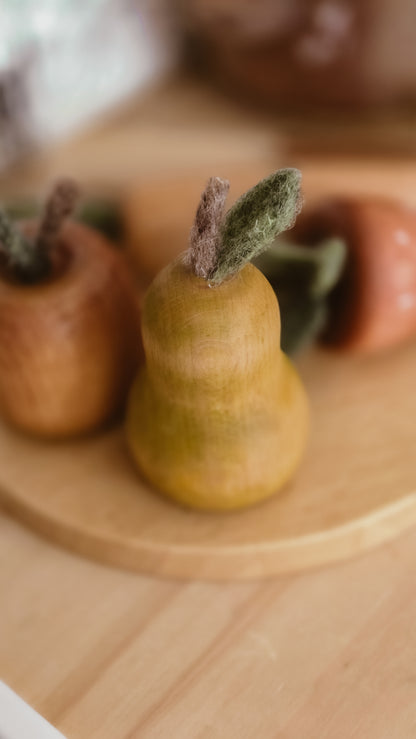 Wooden Play Food Set | Handcrafted Beech Wood Fruit & Veg with Felt Details