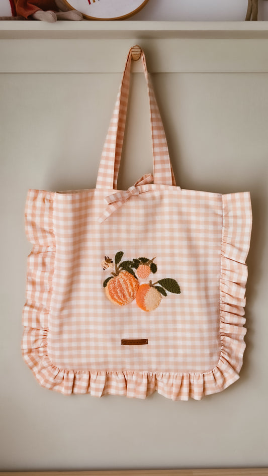 Peaches + Dreams Tote bag | Needle felted embroidery