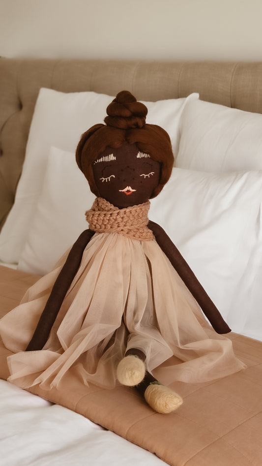 Maplepeach Handmade Cloth Doll – XL 80cm Heirloom Soft Toy | Peaches + Cream Collection