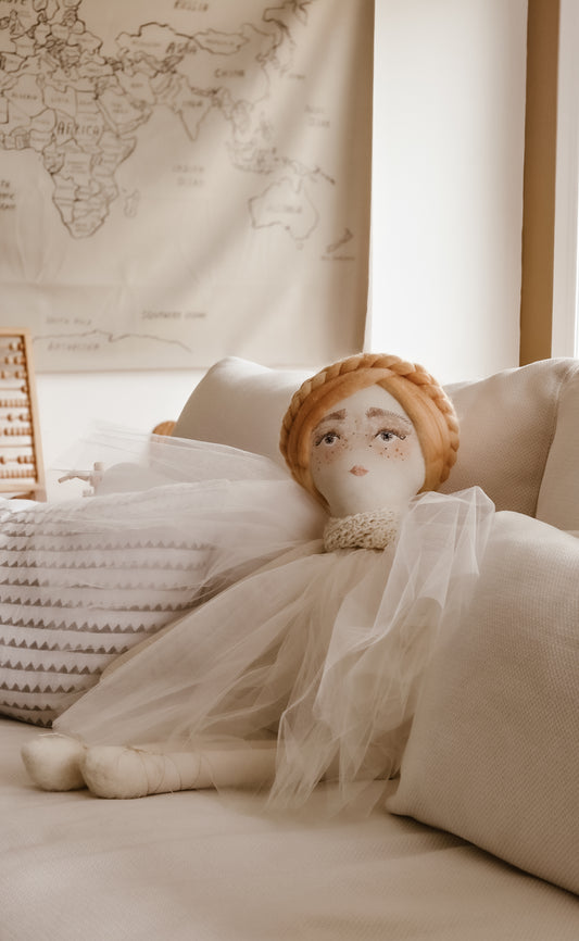 Honeypeach Handmade Cloth Doll – XL 80cm Heirloom Soft Toy | Peaches + Cream Collection