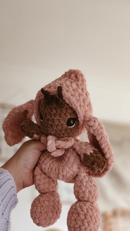Handmade Crochet doll with Pink Bunny Suit | Plushie | Pastel Collection