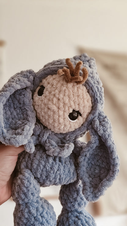 Handmade Crochet doll with Blue Bunny Suit | Plushie | Pastel Collection