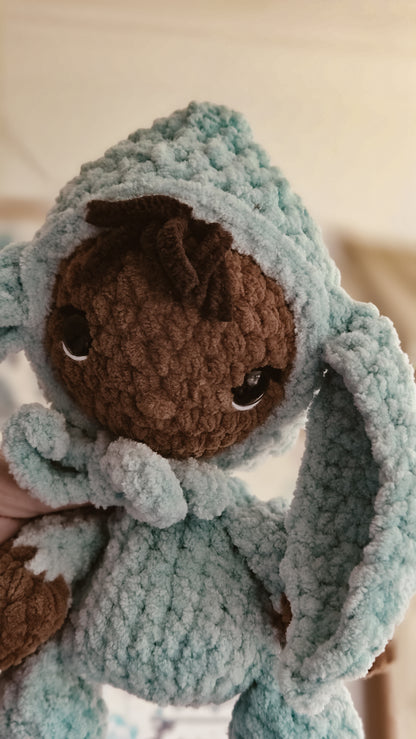 Handmade Crochet doll with Mint Bunny Suit | Plushie | Pastel Collection