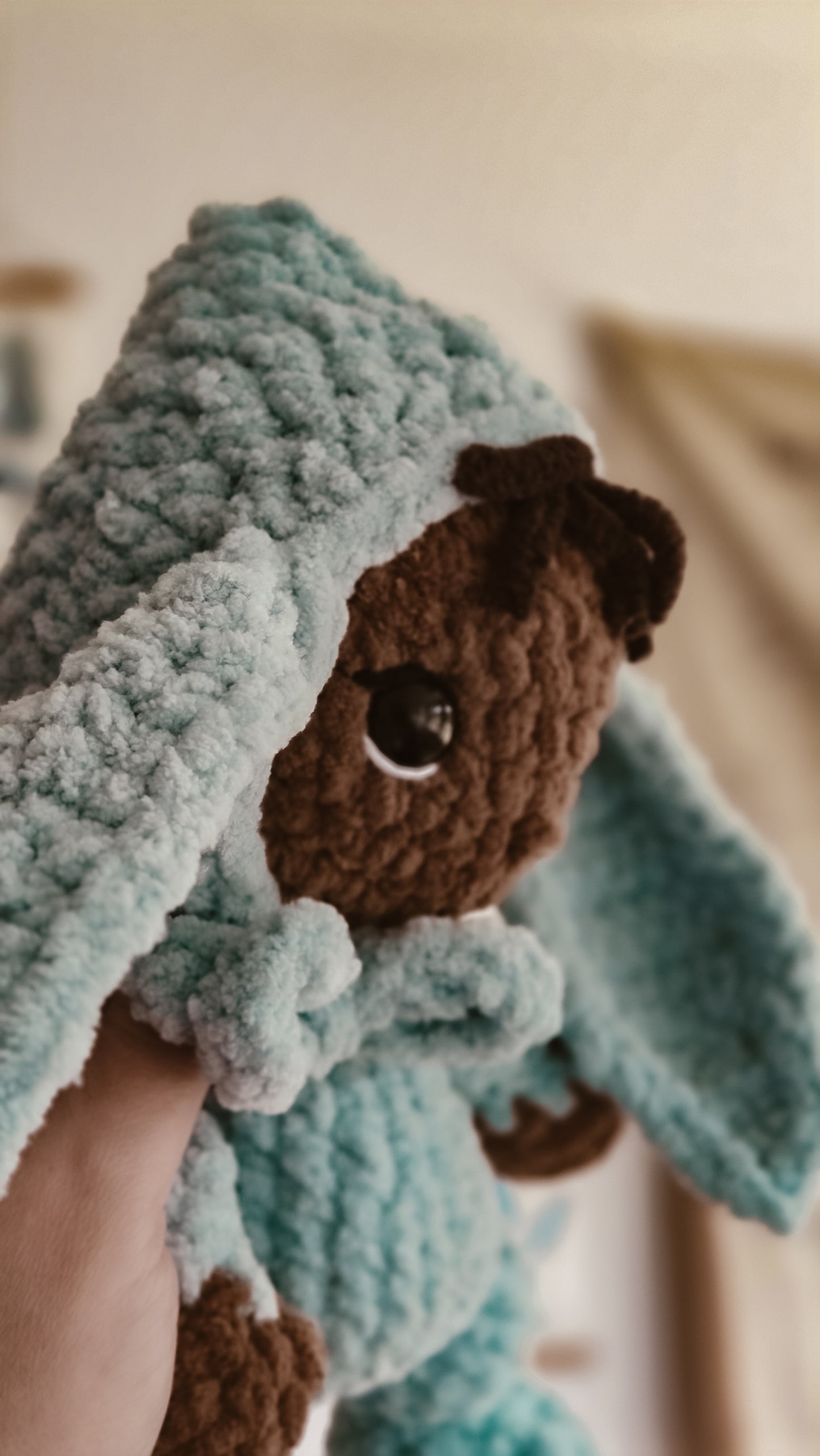 Handmade Crochet doll with Mint Bunny Suit | Plushie | Pastel Collection