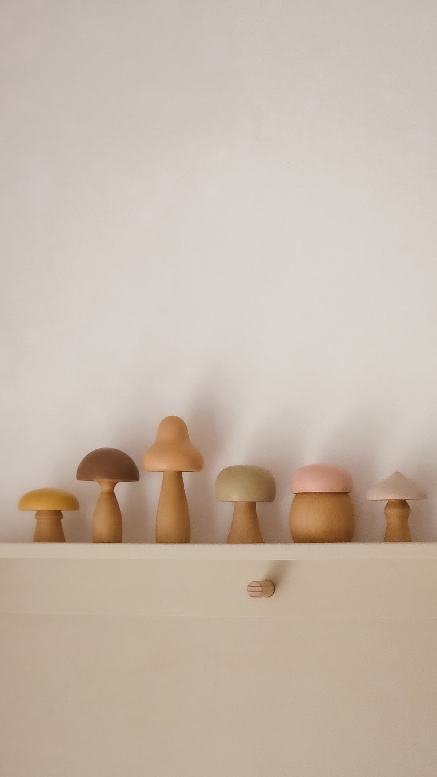 Wooden Mushroom Set | Handcrafted Wood | Pastel Collection