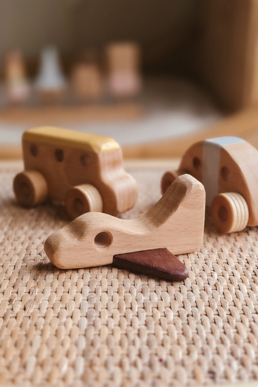 Handmade Wooden toy car, bus and plane set | Pastel Collection