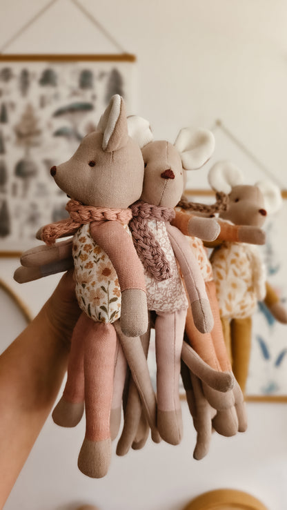 Handmade Linen Mouse | Lilac | Heirloom soft toy | Pastel Collection