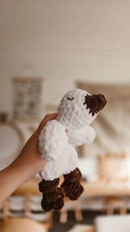 White Handmade Crochet Goose Knotted Lovey | Coffee & Cream Collection