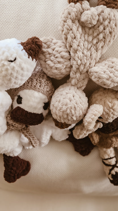 White Handmade Crochet Goose Knotted Lovey | Coffee & Cream Collection