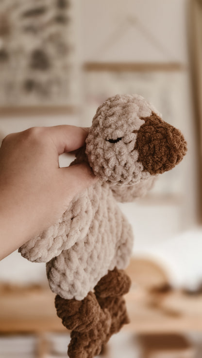 Beige Handmade Crochet Goose Knotted Lovey | Coffee & Cream Collection