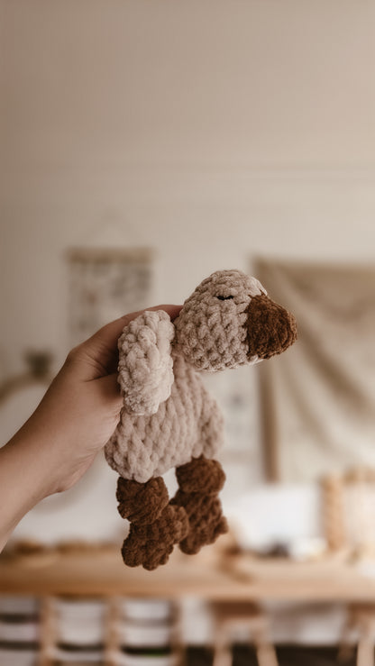 Beige Handmade Crochet Goose Knotted Lovey | Coffee & Cream Collection