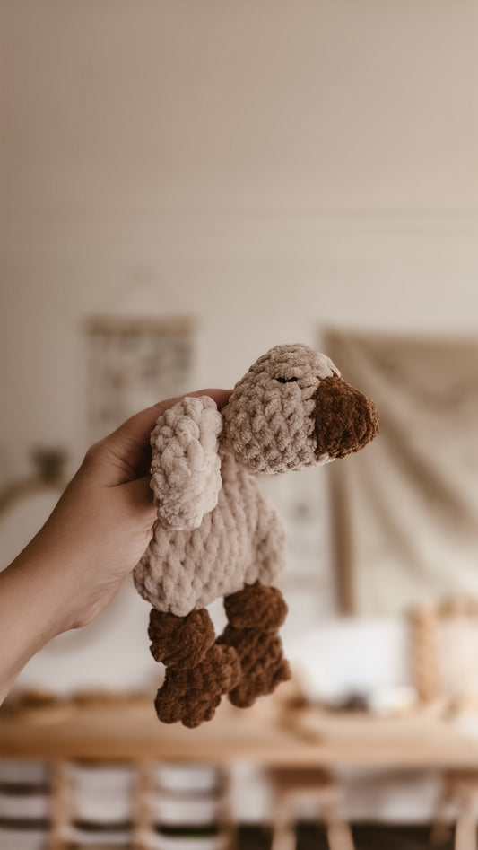 Beige Handmade Crochet Goose Knotted Lovey | Coffee & Cream Collection