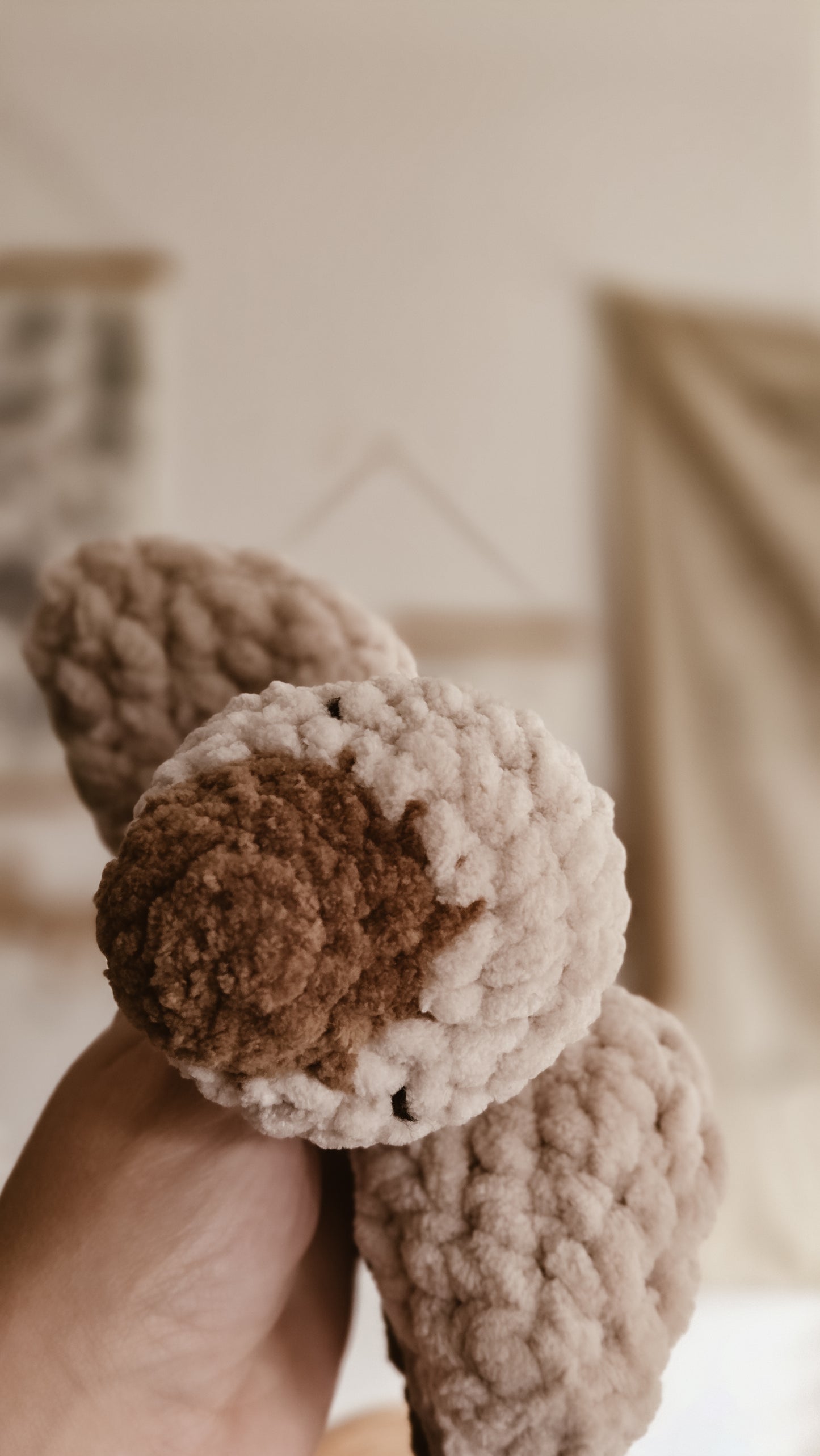 Beige Handmade Crochet Goose Knotted Lovey | Coffee & Cream Collection