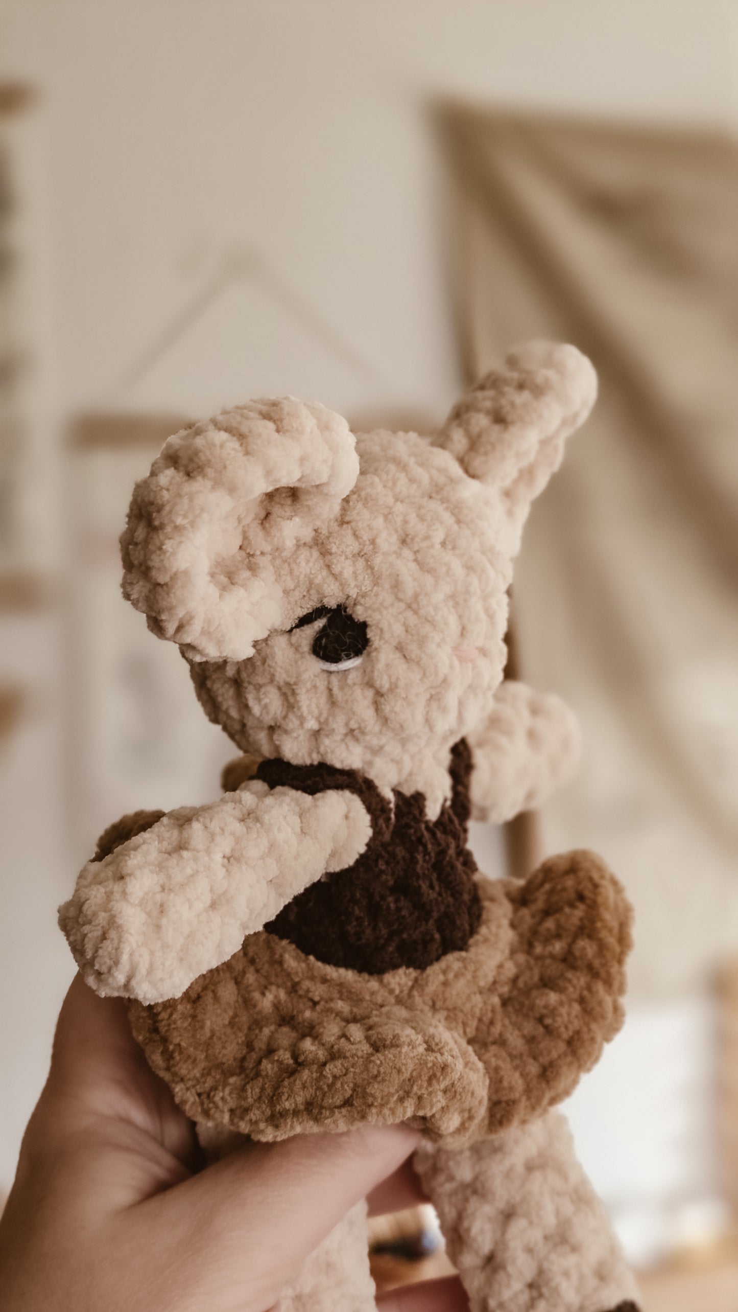 Handmade Crochet cream ballerina mouse with brown tutu | Coffee & Cream Collection