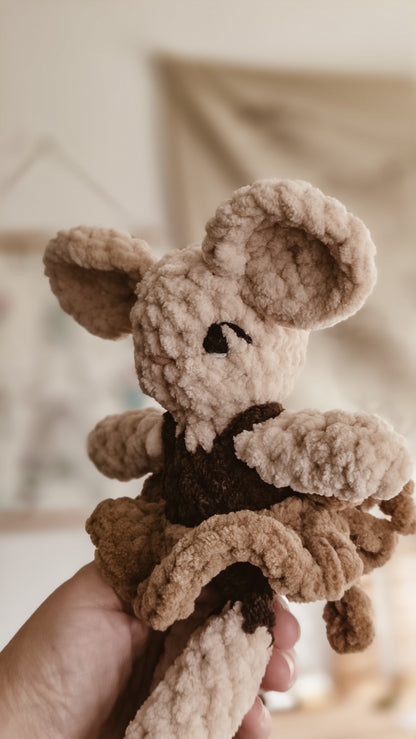 Handmade Crochet cream ballerina mouse with brown tutu | Coffee & Cream Collection