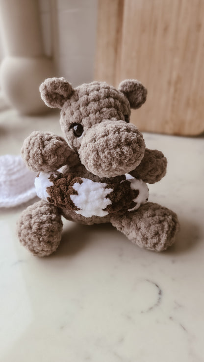 Sunny the Seaside Hippo - Crochet plushie | Coffee & Cream Collection