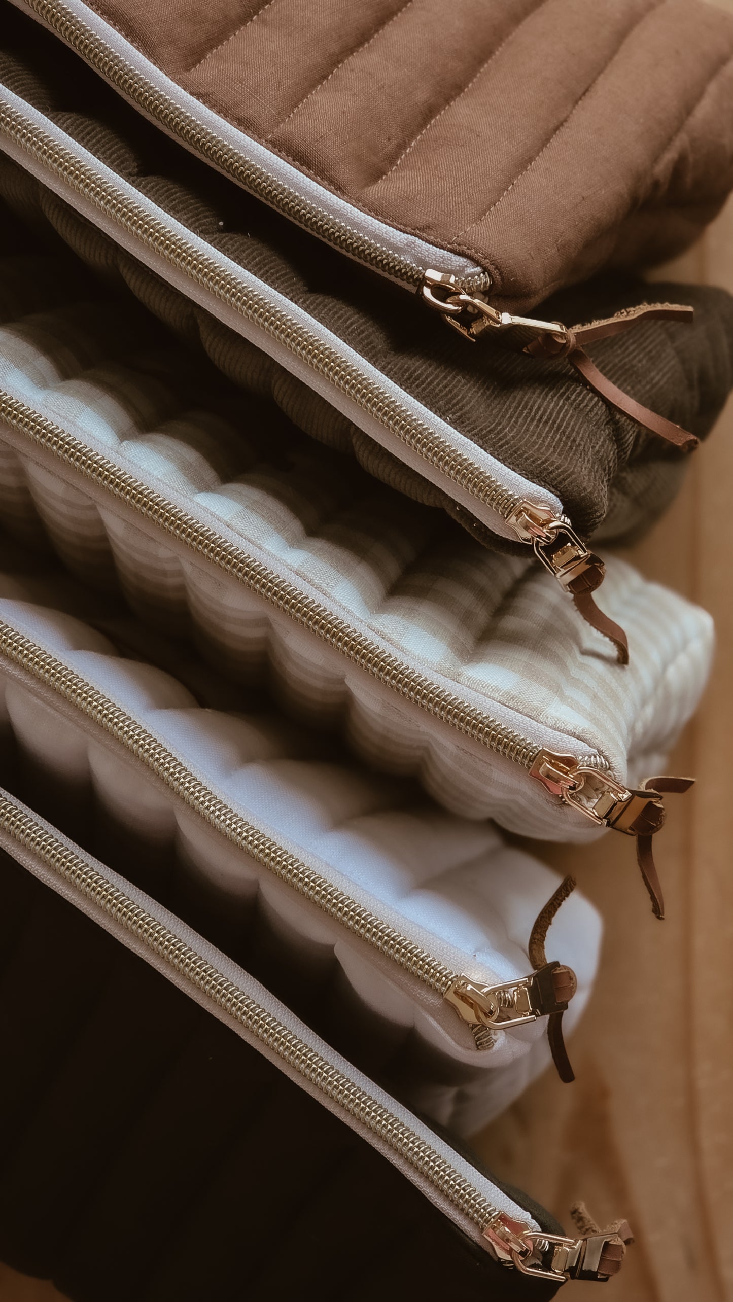 Khaki green Tall Zipper Bag | Toiletry Bag | Mini Nappy Bag, Makeup & Travel Pouch with Inner Pocket | Winter Forest Collection